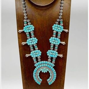 Faux Squash Blossom Necklace and Earrings